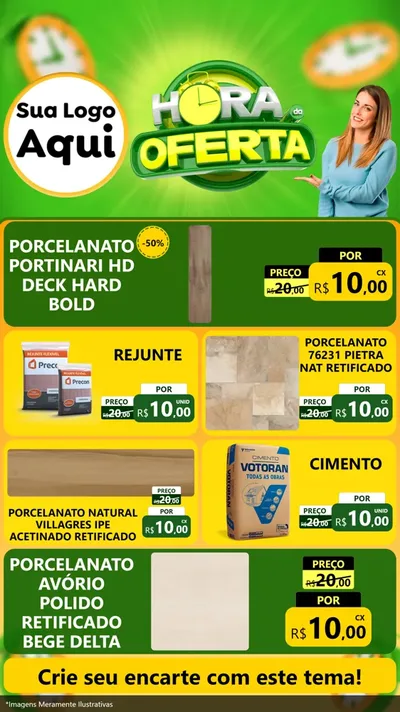 Modelo de TV para TV Vertical com o tema Hora da Oferta para Pisos e revestimentos