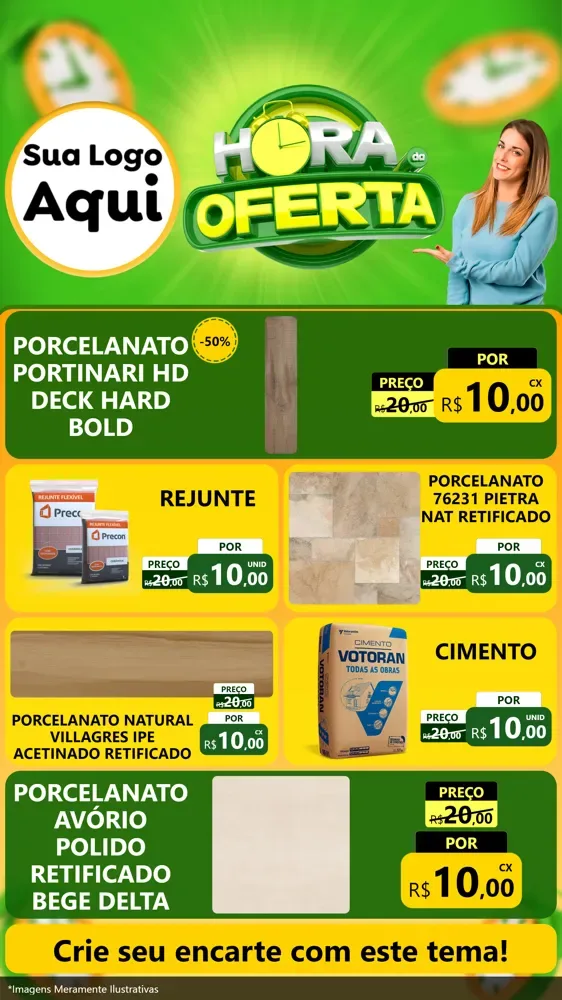 Modelo de TV para TV Vertical com o tema Hora da Oferta para Pisos e revestimentos