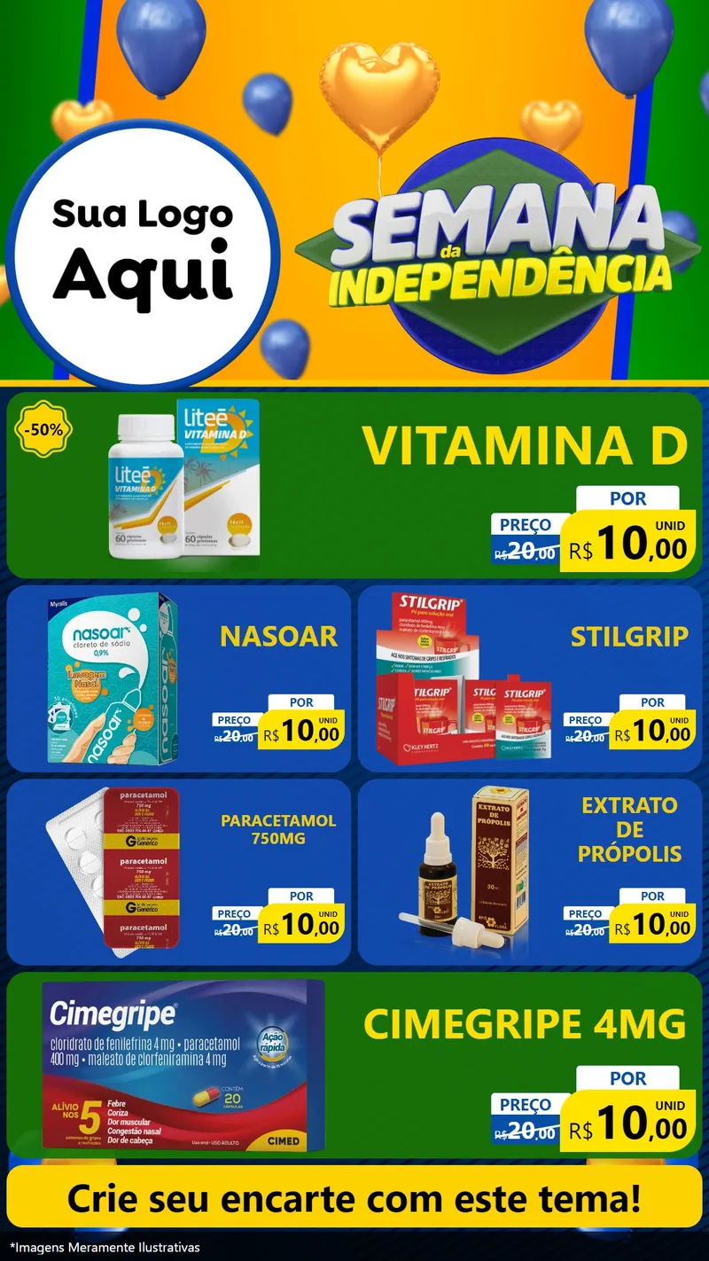 Modelo de TV para TV Vertical com o tema Semana da Independência para Farmácia