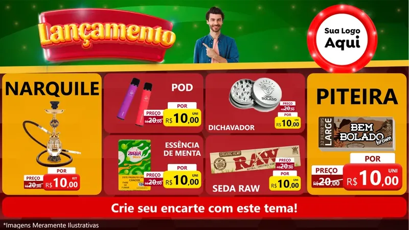 Modelo de TV para TV Horizontal com o tema Lançamento para Tabacaria