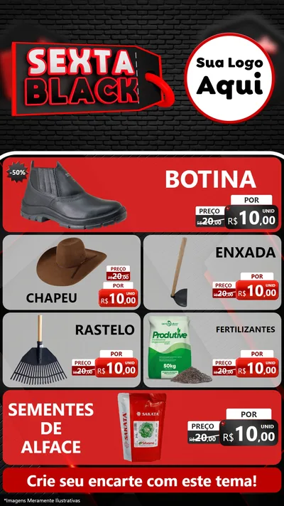Modelo de TV para TV Vertical com o tema Sexta Black para Agropecuária