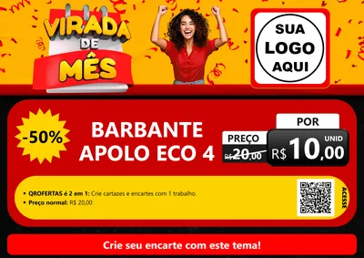 Modelo de Cartaz para Cartaz A4 Horizontal com o tema Virada de Mês para Armarinho e Aviamentos