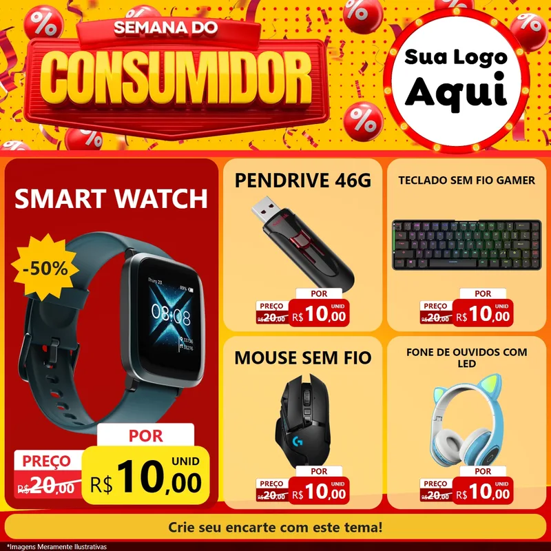 Modelo de Rede Social para Feed Facebook com o tema Semana do Consumidor para Informática
