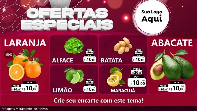 Modelo de TV para TV Horizontal com o tema Ofertas Especiais - Futebol para Hortifrúti