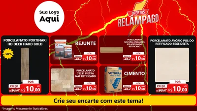Modelo de TV para TV Horizontal com o tema Ofertas Relâmpago para Pisos e revestimentos
