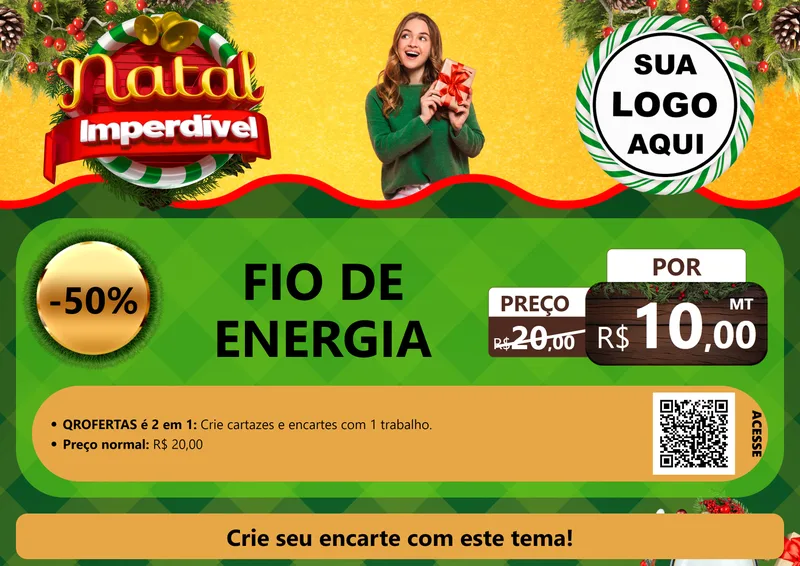 Modelo de Cartaz para Cartaz A4 Horizontal com o tema Natal Imperdível para Materiais Elétricos