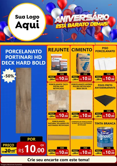 Modelo de Encarte para Encarte A4 Vertical com o tema Aniversário para Pisos e revestimentos