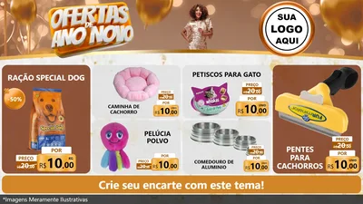 Modelo de TV para TV Horizontal com o tema Ofertas de Ano Novo para Pet Shop