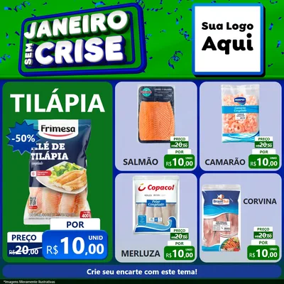 Modelo de Rede Social para Feed Facebook com o tema Janeiro Sem Crise para Peixaria