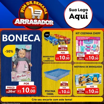 Modelo de Rede Social para Feed Facebook com o tema Fim De Semana Arrasador para Brinquedos
