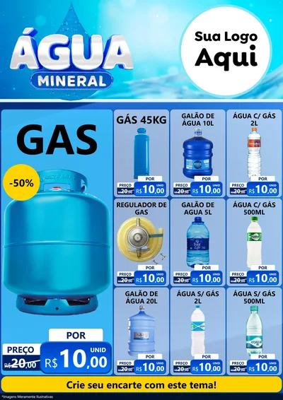 Modelo de Encarte para Encarte A4 Vertical com o tema Água Mineral para Água e gás