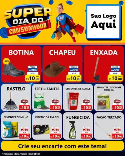 Modelo de Rede Social para Feed Instagram com o tema Super Dia do Consumidor para Agropecuária