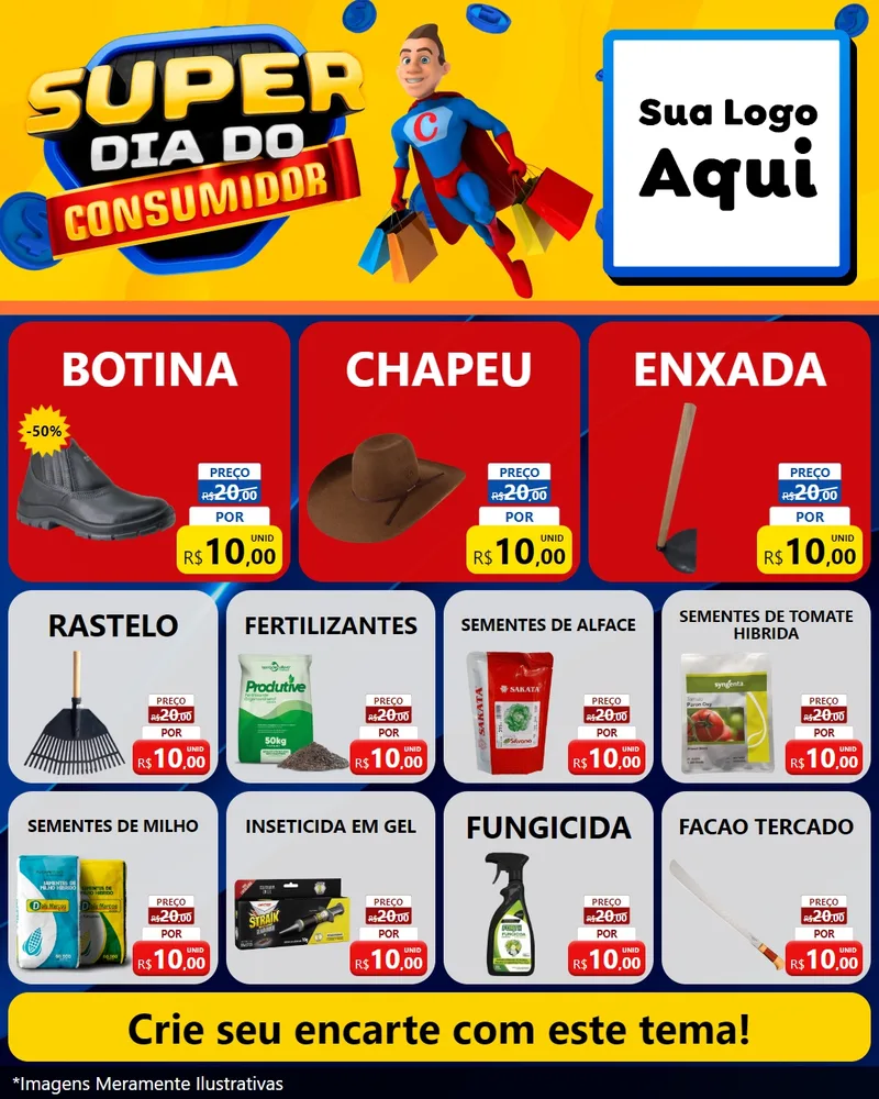 Modelo de Rede Social para Feed Instagram com o tema Super Dia do Consumidor para Agropecuária