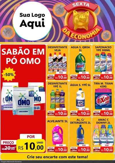 Modelo de Encarte para Encarte A4 Vertical com o tema Sexta da Economia para Produtos de Limpeza