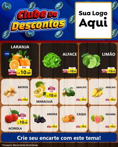Modelo de Rede Social para Feed Instagram com o tema Clube de Descontos para Hortifrúti