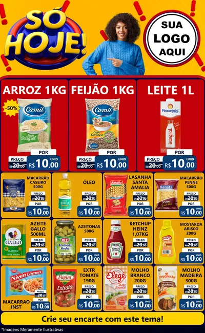 Modelo de Encarte para Encarte Grande com o tema Só Hoje! para Supermercado
