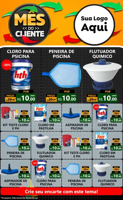 Modelo de Encarte para Encarte Grande com o tema Mês do Cliente para Produtos para Piscina
