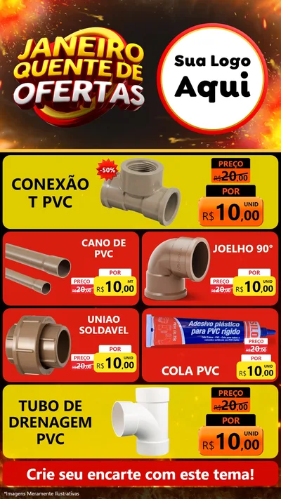 Modelo de TV para TV Vertical com o tema Janeiro Quente de Ofertas para Tubos e conexões