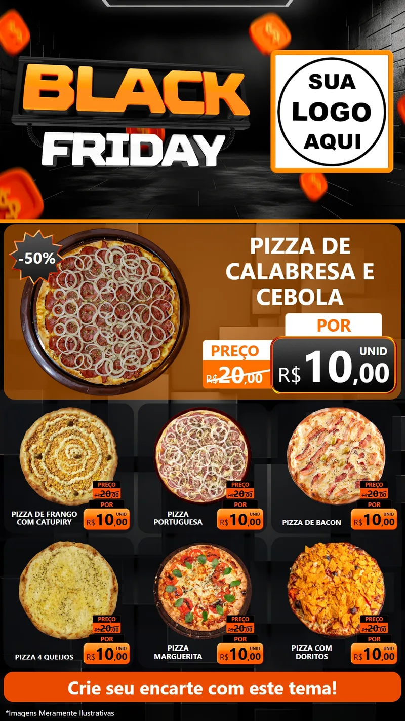 Modelo de Rede Social para Stories com o tema Black Friday para Pizzaria