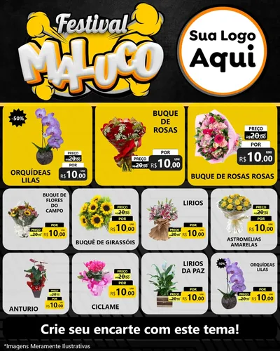Modelo de Rede Social para Feed Instagram com o tema Festival Maluco para Floricultura e jardim