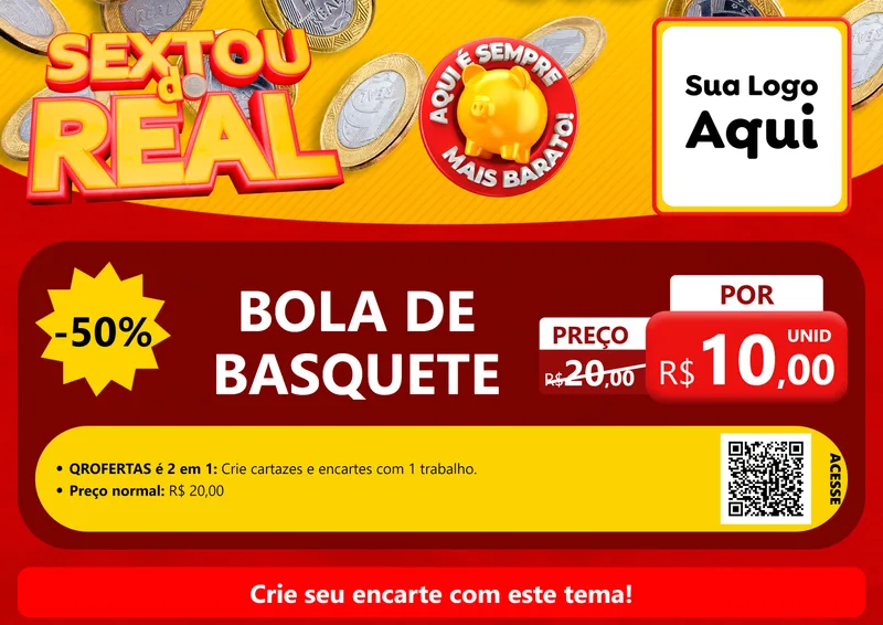 Modelo de Cartaz para Cartaz A4 Horizontal com o tema Sextou do Real para Artigos Esportivos