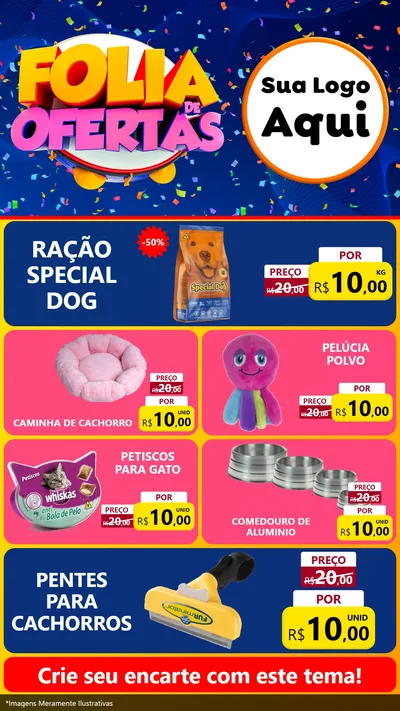 Modelo de TV para TV Vertical com o tema Folia de Ofertas para Pet Shop