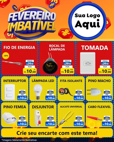 Modelo de Rede Social para Feed Instagram com o tema Fevereiro Imbatível para Materiais Elétricos