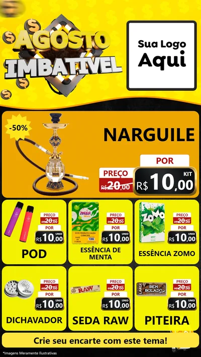 Modelo de Rede Social para Stories com o tema Agosto Imbatível para Tabacaria