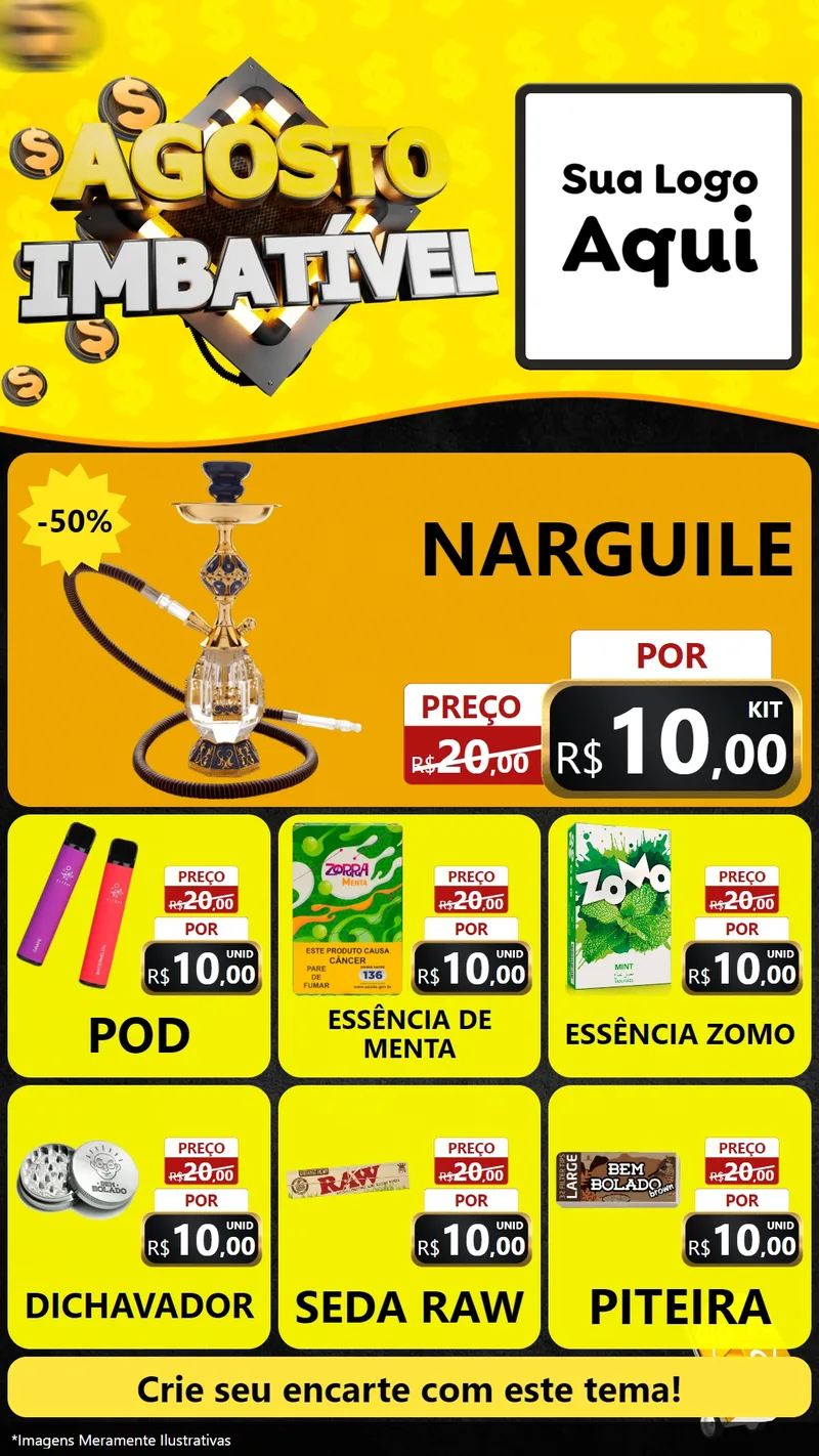 Modelo de Rede Social para Stories com o tema Agosto Imbatível para Tabacaria