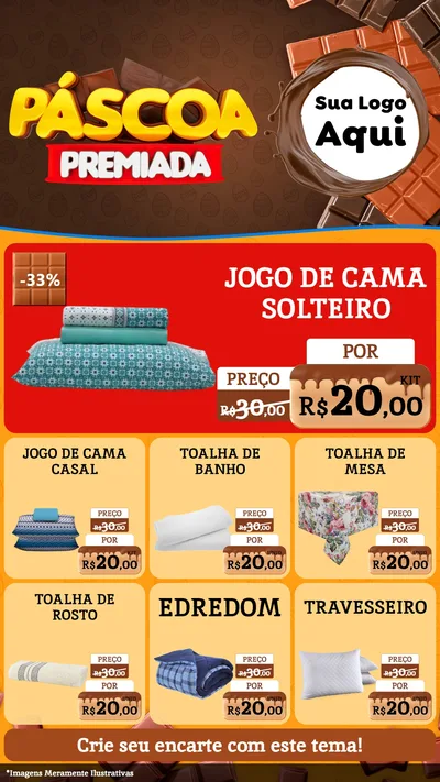 Modelo de Rede Social para Stories com o tema Páscoa Premiada para Cama, Mesa e Banho