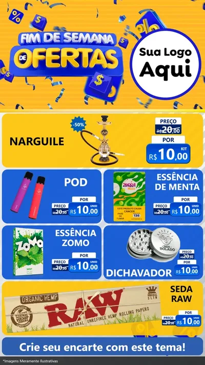 Modelo de TV para TV Vertical com o tema Fim de Semana de Ofertas para Tabacaria