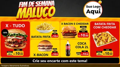 Modelo de TV para TV Horizontal com o tema Final de Semana Maluco para Hamburgueria