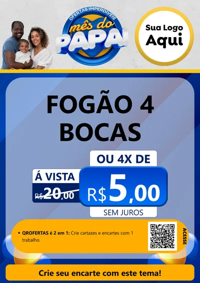 Modelo de Cartaz para Cartaz A4 Vertical com o tema Ofertas Imperdíveis Mês Do Papai para Móveis e Eletro