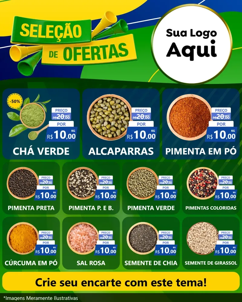 Modelo de Rede Social para Feed Instagram com o tema Seleção de Ofertas - Copa para Produtos Naturais