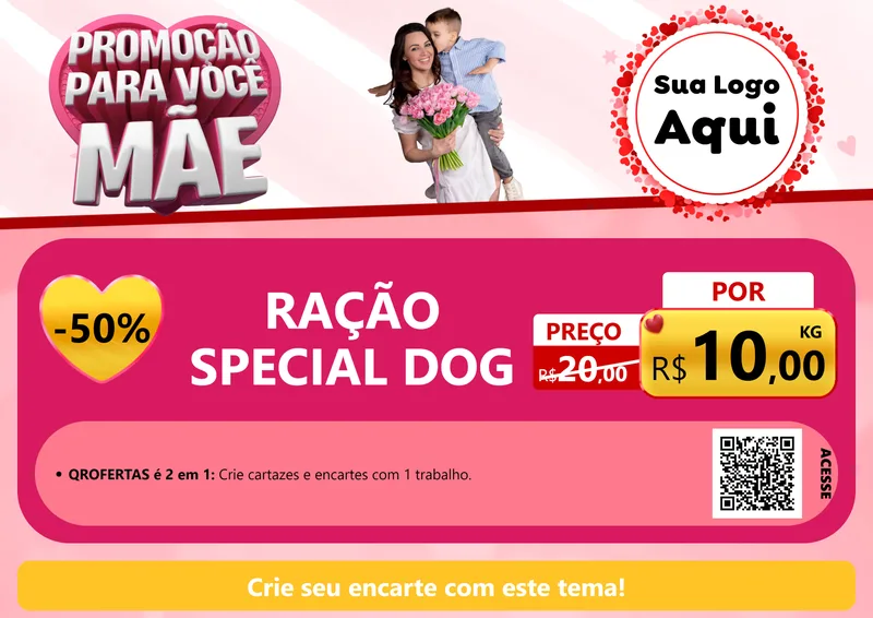 Modelo de Cartaz para Cartaz A4 Horizontal com o tema Promoção Para Você Mãe para Pet Shop