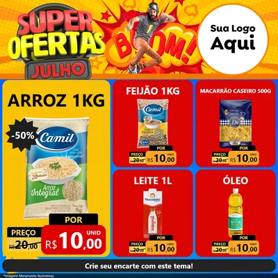 Modelo de Rede Social para Feed Facebook com o tema Super Ofertas Julho para Supermercado