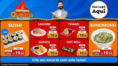 Modelo de TV para TV Horizontal com o tema Semana Queima de Estoque para Comida japonesa