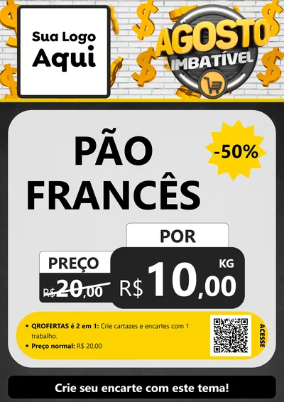 Modelo de Cartaz para Cartaz A4 Vertical com o tema Agosto imbatível para Padaria