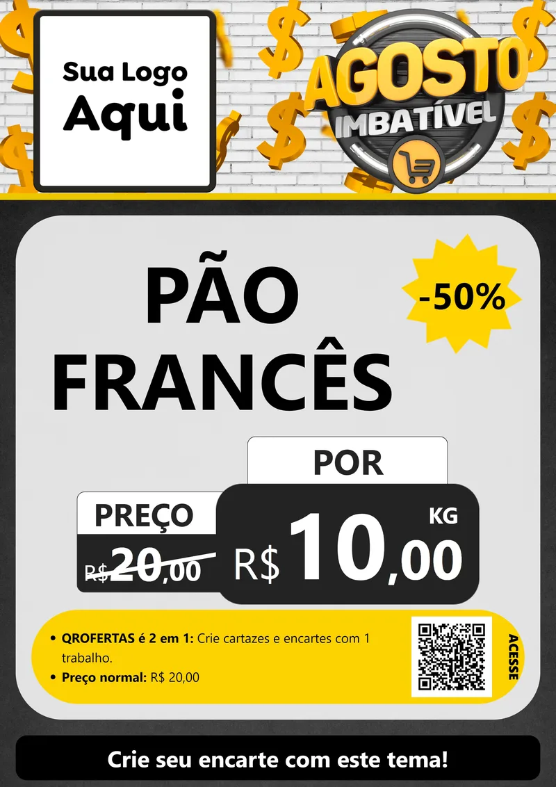 Modelo de Cartaz para Cartaz A4 Vertical com o tema Agosto imbatível para Padaria