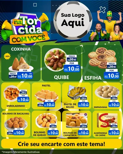 Modelo de Rede Social para Feed Instagram com o tema Na Torcida Com Você - Copa para Salgadaria
