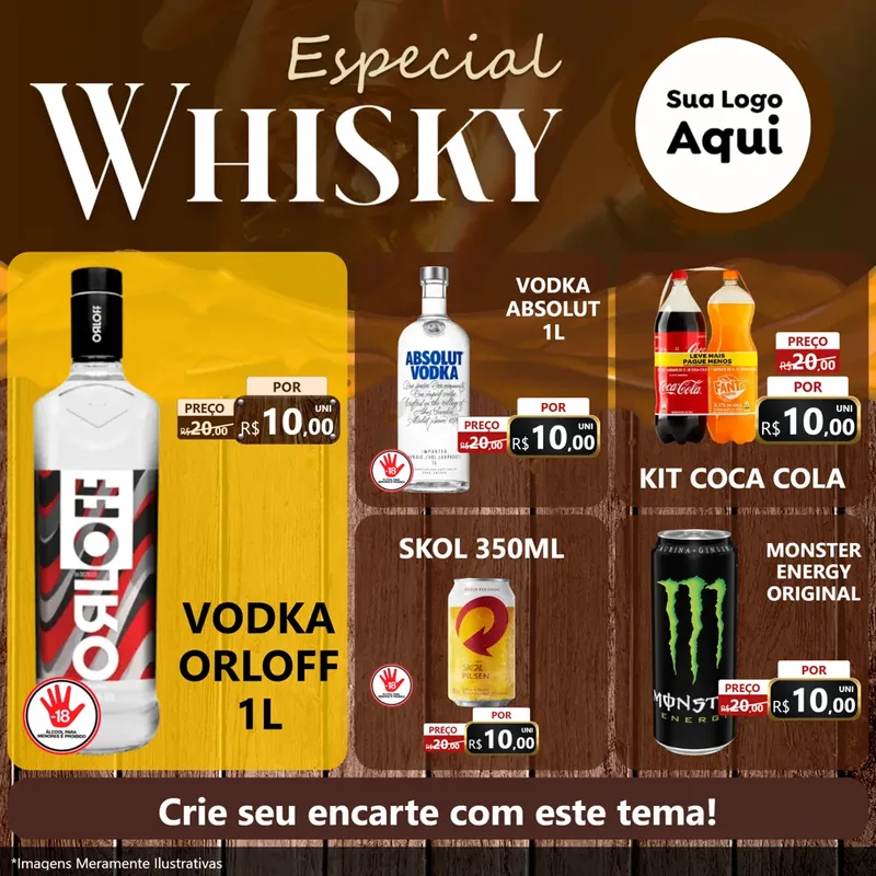 Modelo de Rede Social para Feed Facebook com o tema Especial Whisky para Distribuidora de bebidas