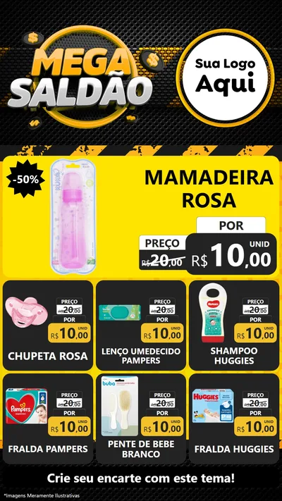 Modelo de Rede Social para Stories com o tema Mega Saldão para Bebês
