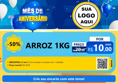 Modelo de Cartaz para Cartaz A4 Horizontal com o tema Mês de Aniversário para Supermercado