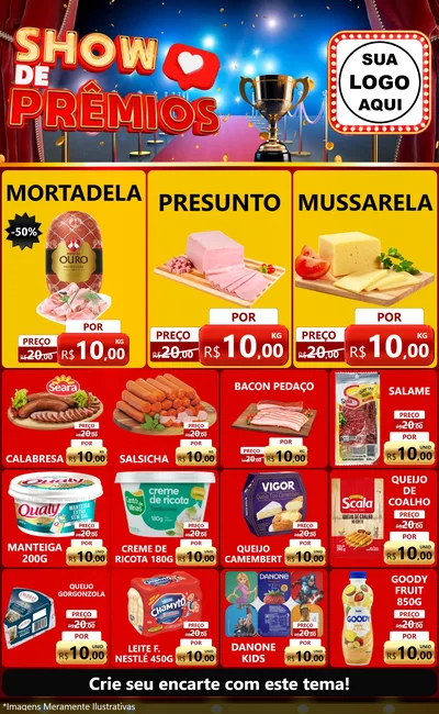 Modelo de Encarte para Encarte Grande com o tema Show de Prêmios para Frios e Laticínios