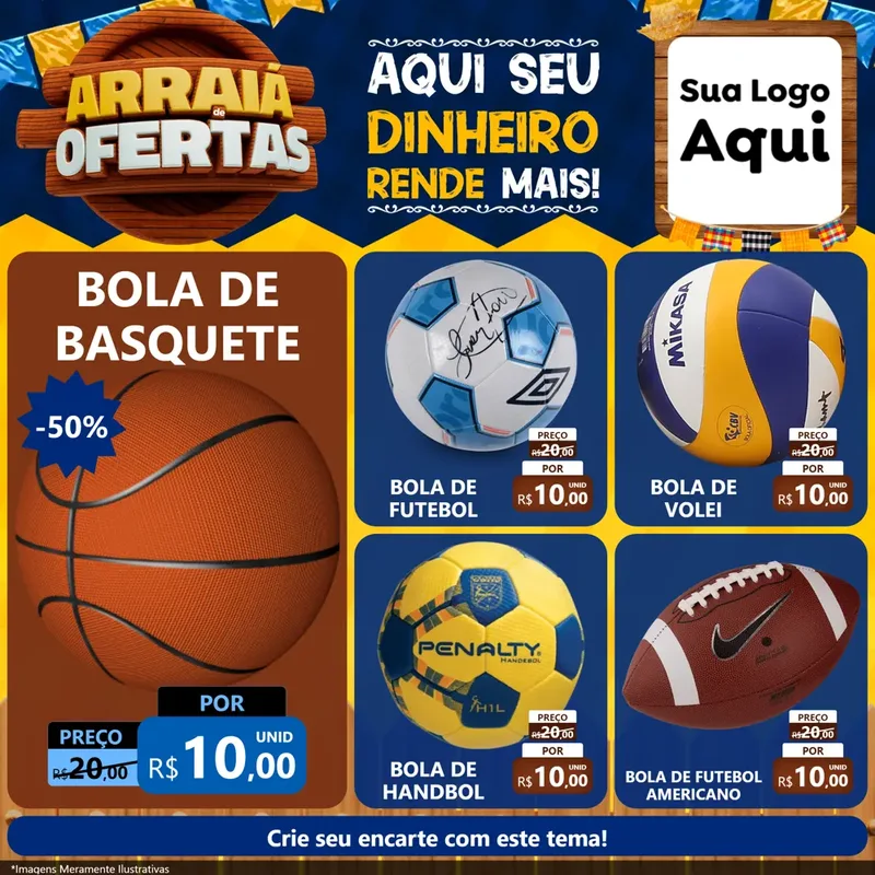 Modelo de Rede Social para Feed Facebook com o tema Arraiá de Ofertas - Junina para Artigos Esportivos