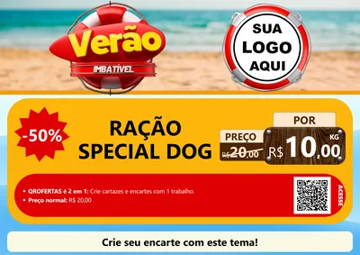 Modelo de Cartaz para Cartaz A4 Horizontal com o tema Verão Imbatível para Pet Shop