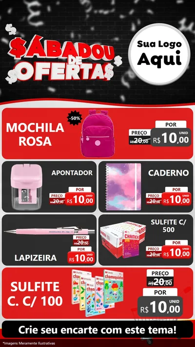 Modelo de TV para TV Vertical com o tema Sabadou de Ofertas para Papelaria