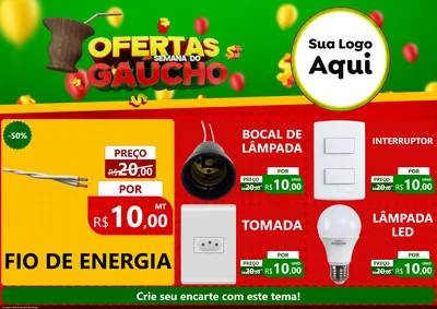 Modelo de Encarte para Encarte A4 Horizontal com o tema Ofertas Semana Do Gaúcho para Materiais Elétricos