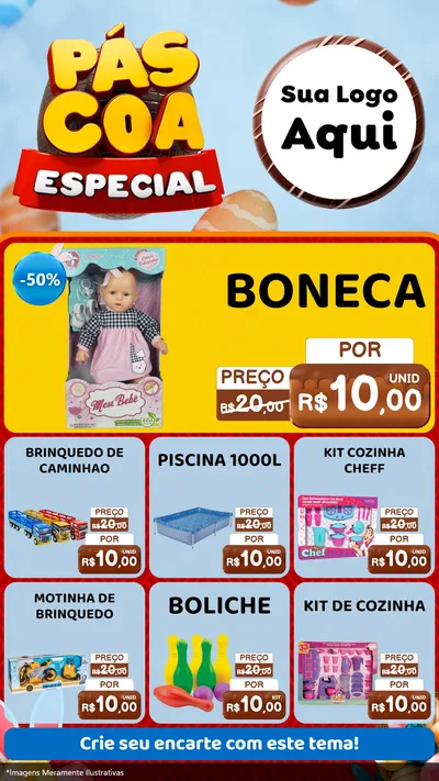 Modelo de Rede Social para Stories com o tema Páscoa Especial para Brinquedos