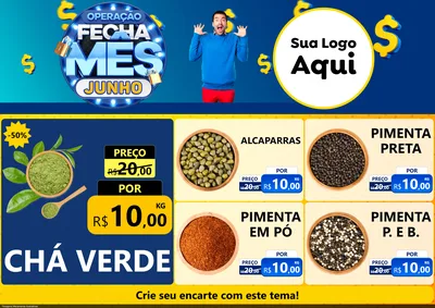 Modelo de Encarte para Encarte A4 Horizontal com o tema Operação Fecha Mês, Junho para Produtos Naturais